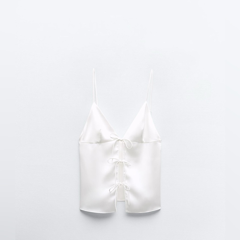 Zara White Satin Tank Top